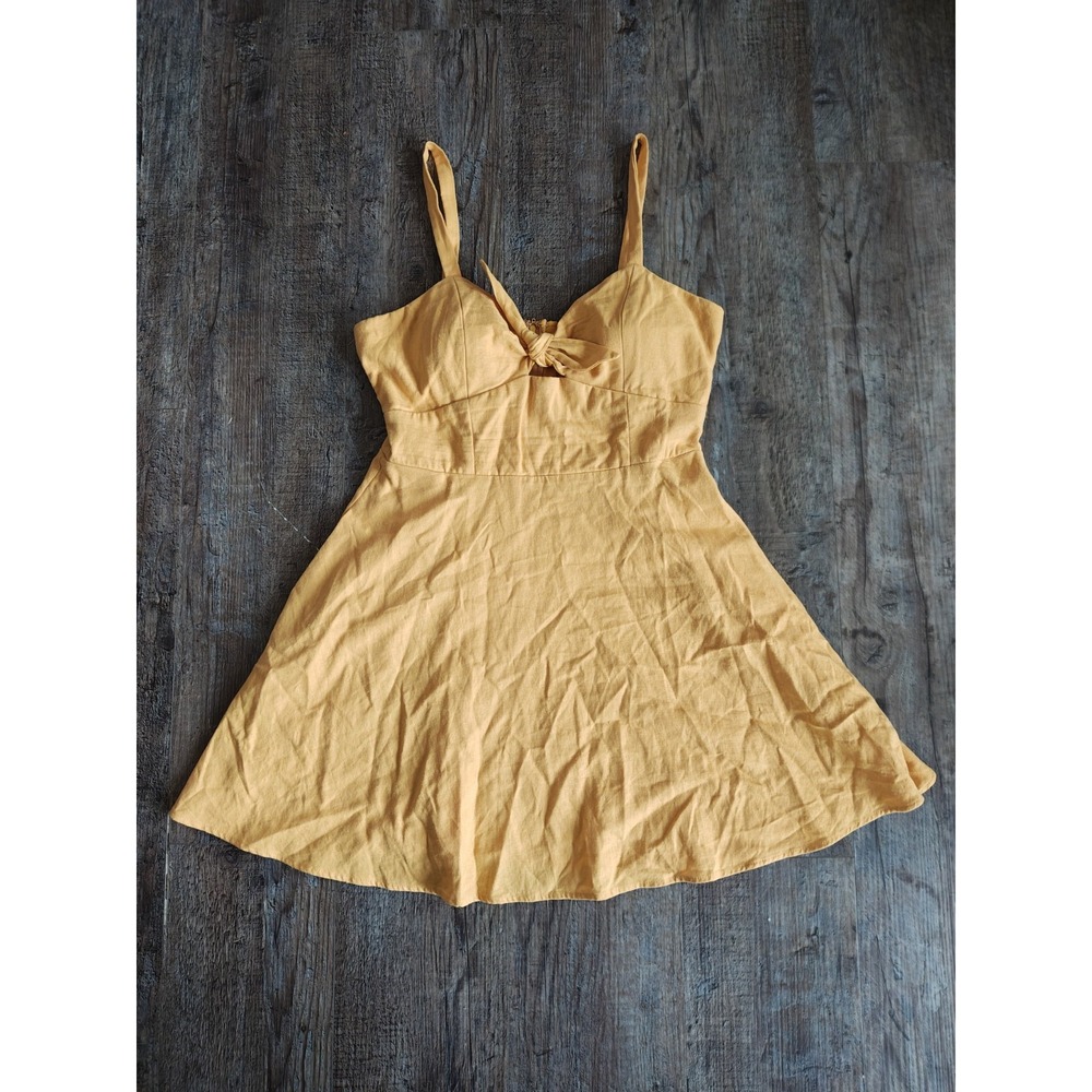 Speechless Women's Girl's Linen Blend Yellow Mini Summer Party Dress Size L